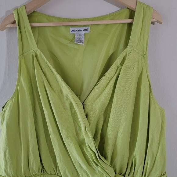 Jessica London Dress + Blouse Twinnie Set 22 Green Hawaiian Tropical Linen Blend - Picture 5 of 13